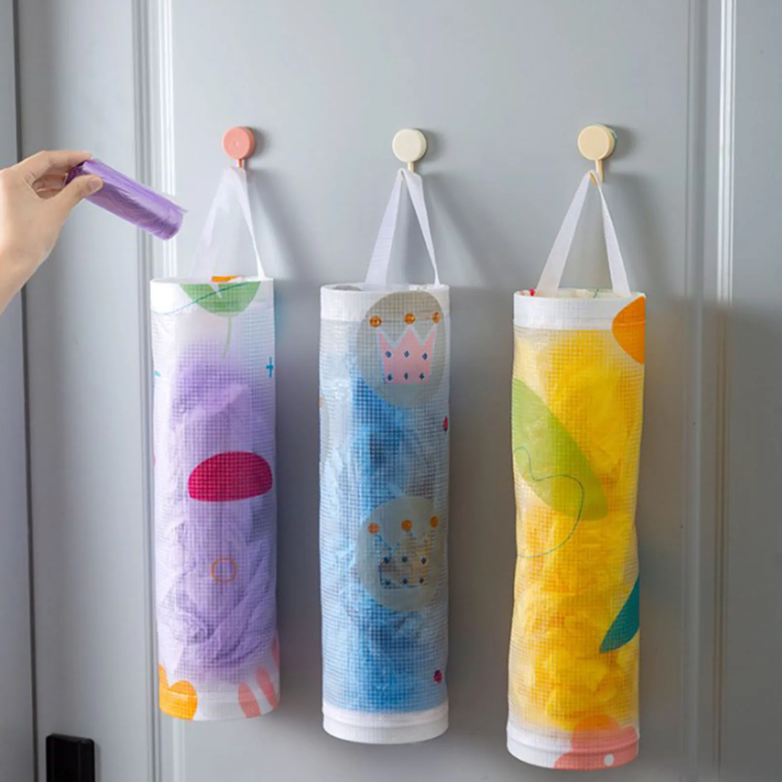 

Grocery Bag Holder Bags Dispenser For Kitchen Bathroom Shop Office Lightweight Handle Bag Storage Doorknob Suspend