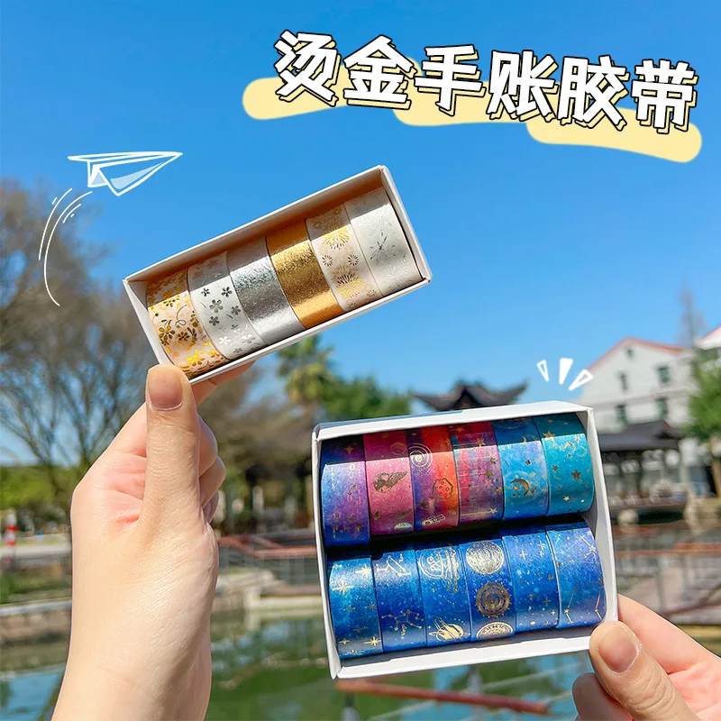 

Hot stamping starry hand account sticker set Hand account text with and paper tape set cultural and creative gifts wholesale