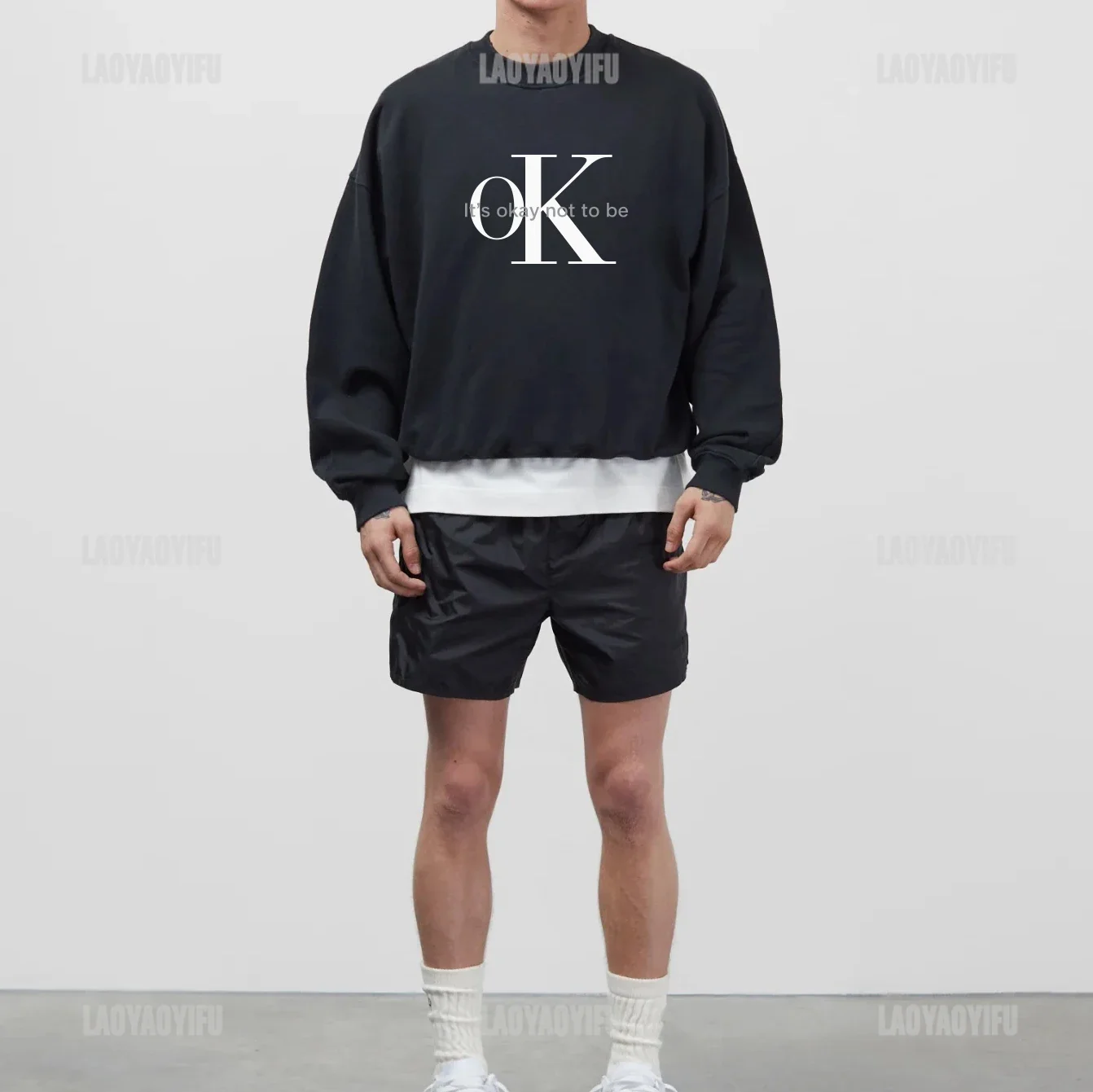 Толстовка SAYKO It's OK с принтом со слоганом в стиле Харадзюку уличная одежда ретро