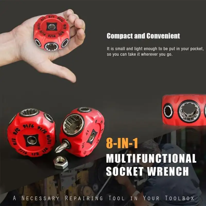 

Saker 8-in-1 Multifunctional Socket Wrench For Standard Hex Torx Square Head Fasteners Cup Hooks Odd Shapes Hand Tools