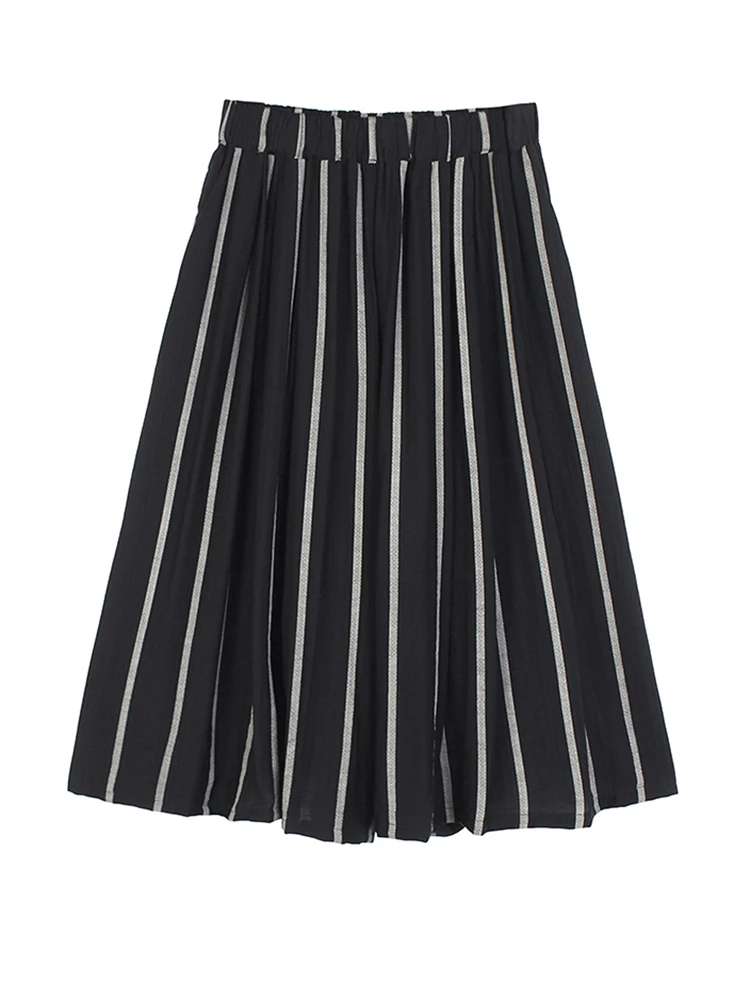 

High Elastic Waist Black Striped Long Wide Leg Trousers New Loose Fit Pants Women Fashion Tide Spring Autumn 2022 M740