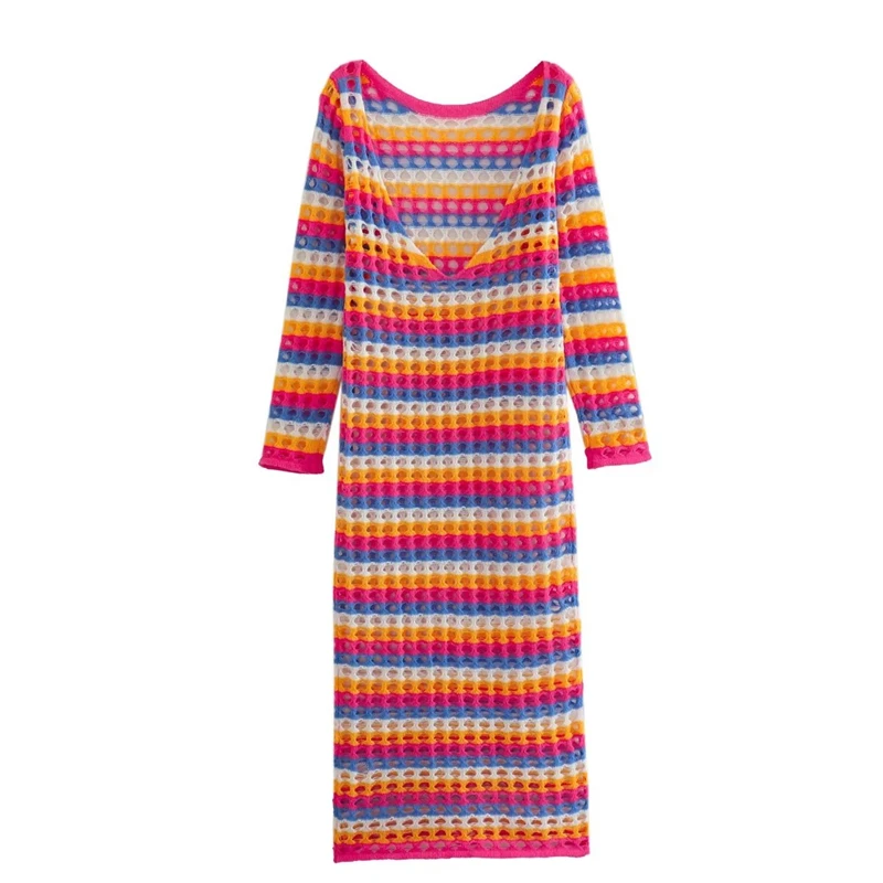 

Женское трикотажное платье с V-образным вырезом и длинными рукавами