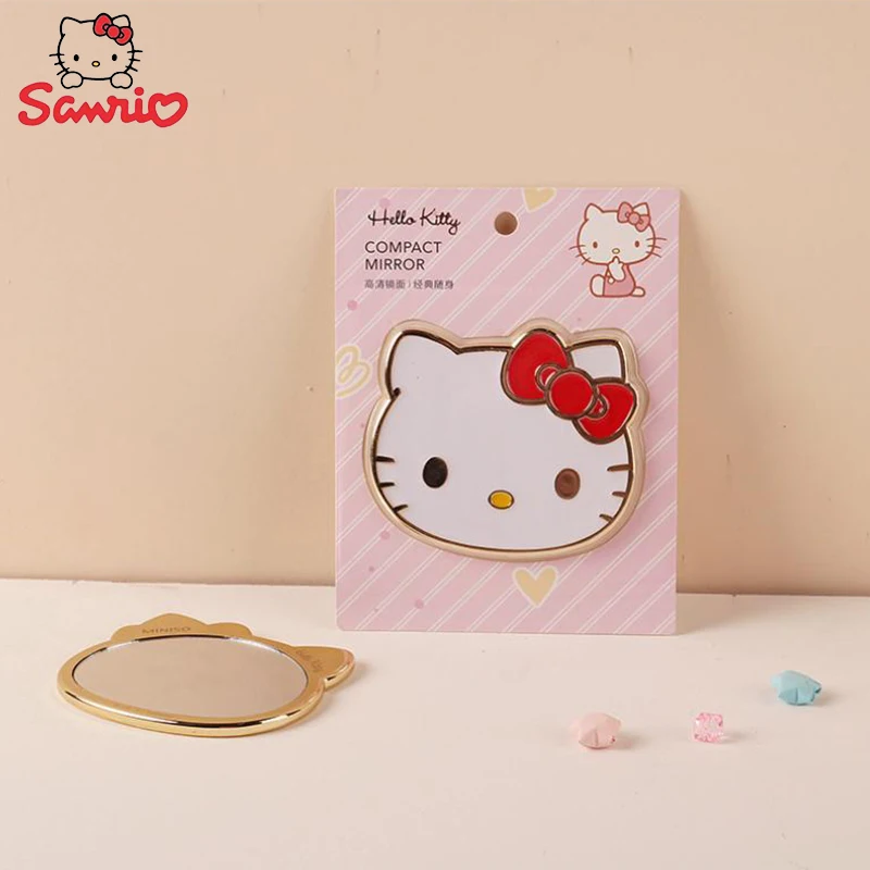 

Sanrio Series Kawaii Mirror Hello Kitty Cat Classic Cartoon Single Sided Cartoon Mirror Makeup Mini Cute Portable Girl Genuine