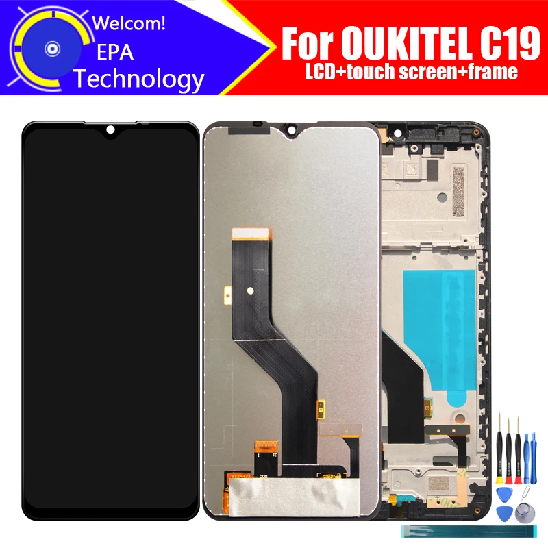 6,49 дюймовый OUKITEL C19 ЖК-дисплей + кодирующий преобразователь сенсорного экрана в сборе 100% Оригинальный Новый ЖК + тачскрин для C19 + Инструменты