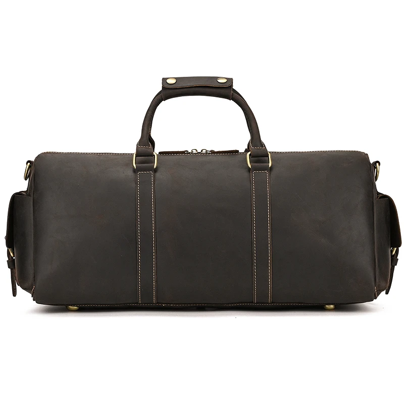 Luufan Vintage Man's Travel Bags Genuine Leather 15 inch PC Carry on Luggage Weekend Travel Duffel Unisex Big Capacity Handbag enlarge