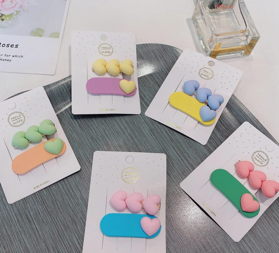 

2pcs Korean Kids Hairpins Kawaii Princess Heart Candy Color Hair Clips Barrettes for Girls Headwear Girls Kids Hair Accessories