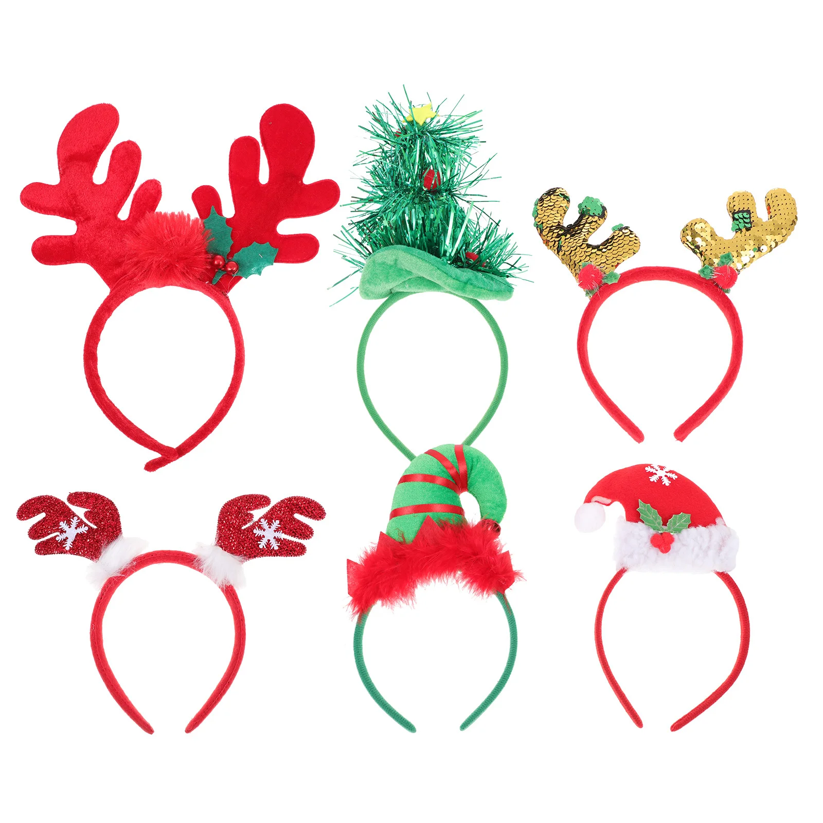 

6pcs Christmas Themed Headbands Christmas Party Hairbands Xmas Headwear Props