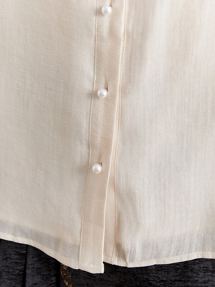 Осень 2024 новинка тяжелая промышленность вышивка новый китайский шифоновый топ