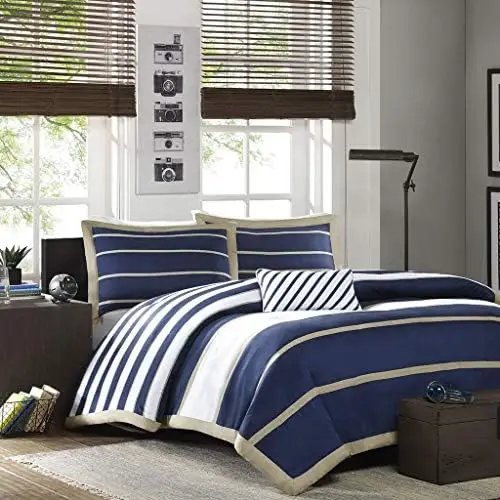

Ashton Casual Comforter Set, Vibrant Colorblock Design, Modern Bedding Geometric Stripes All Season Cover, Matching Shams, Decor