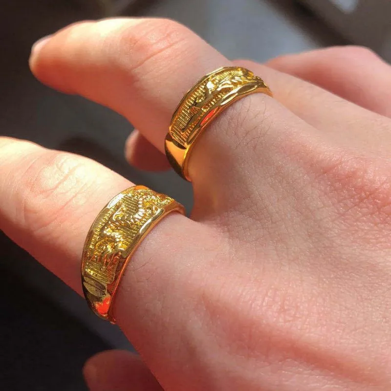 Золотое кольцо с полными звездами модель пары для мужчин и женщин драконом