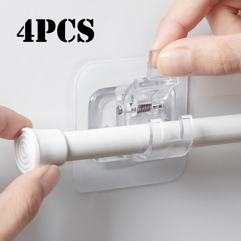 

Self Adhesive Hooks Punch-free Curtain Rod Clip Hook Shower Curtain Rod Hanging Holder Household Fixed Clip Hanging Hook Holder