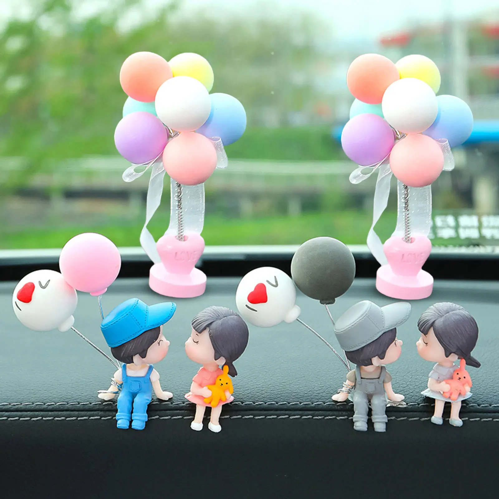 

Cute Couple Ornaments Car Decoration Cartoon Couples Balloon Ornament Auto Interior Dashboard Accessories For Boys Girls Gifts