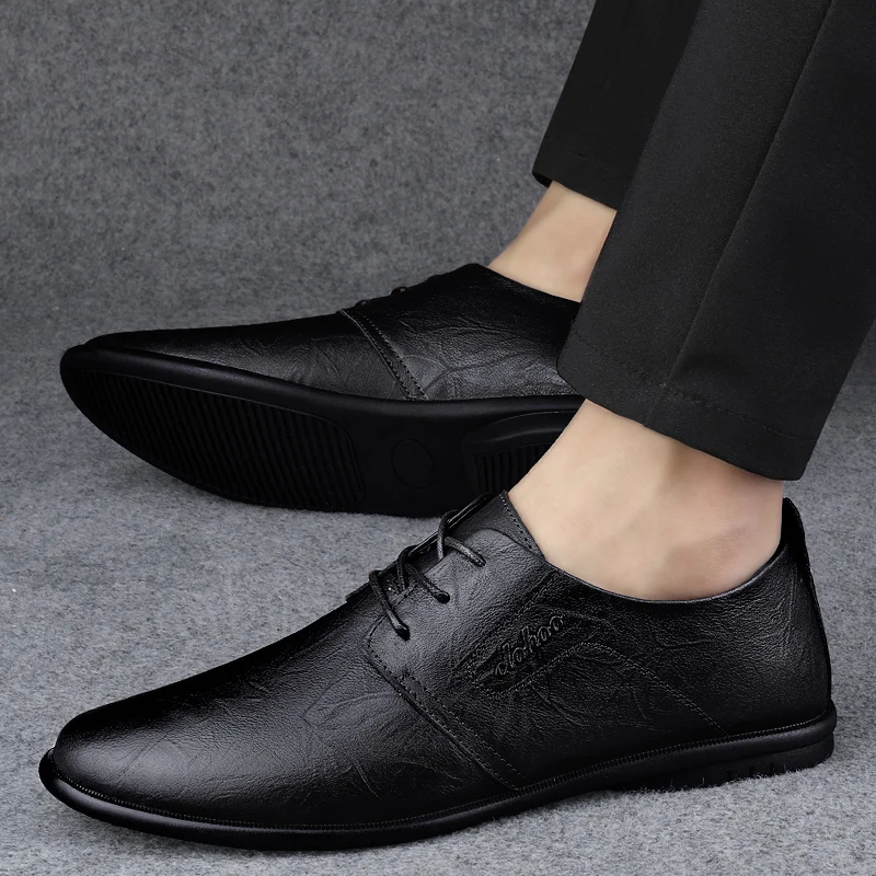 

Male Low-cut Leisure Offical Party Shoes Man Footwear Men Leather Shoes Lace Up Oxfords Trendy British Style Genuine Leather