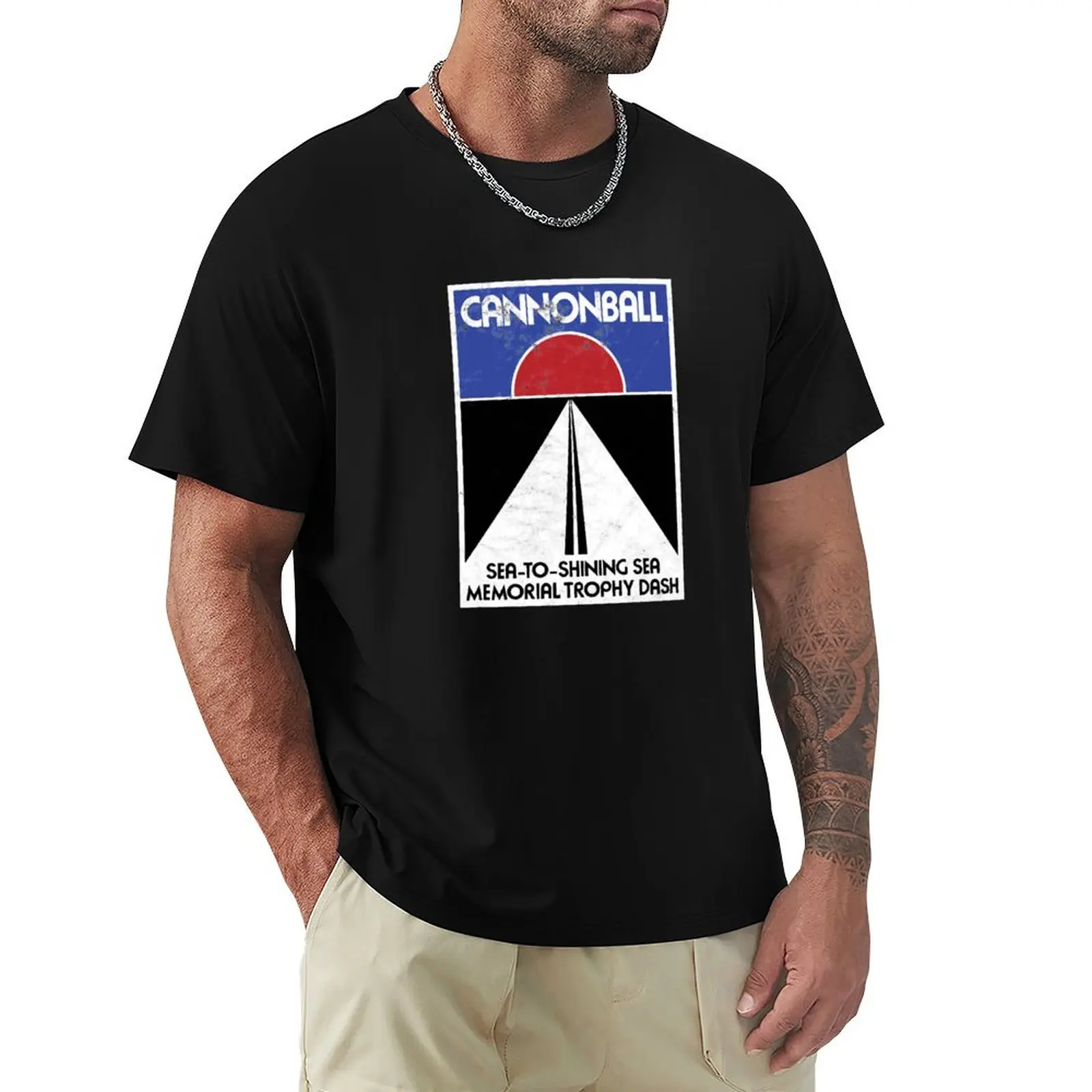 Фото Футболка Cannonball Run (distressed) больших размеров, летняя, с коротким рукавом №1