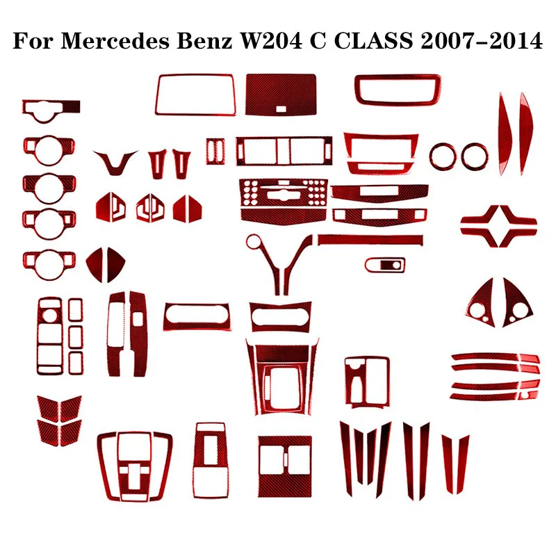 

For Mercedes Benz W204 W205 W211 W203 C E GLA GLC 2007-2014 Carbon Fiber Red Stickers Car Interior Decorative Accessories