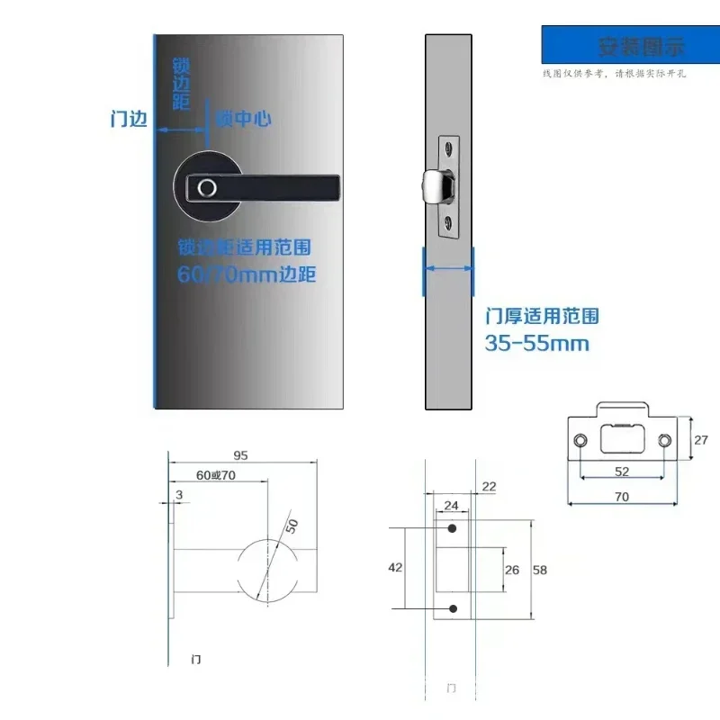 Умный замок Tuya с отпечатками пальцев паролем/ключом полностью автоматический