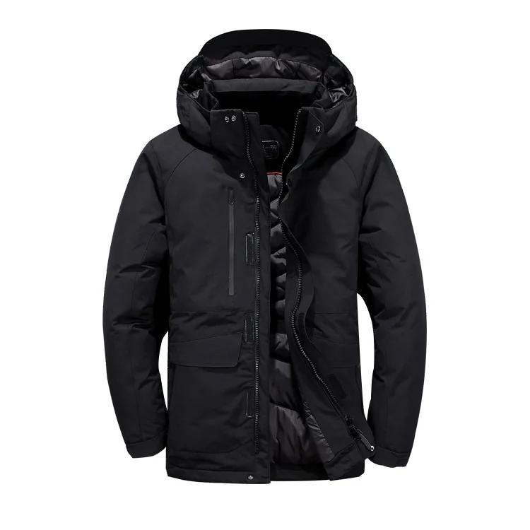 2022 The New Male Middle-aged and Elderly Dad Style Thick Warm Hood Windproof Waterproof Business High Cashmere Long Down Jacket
