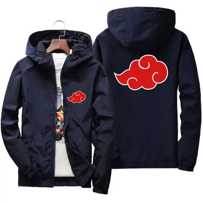 

Men's Akatsuki Anime Hooded Bomber Zipper Thin Windbreaker Sun Protection Thin Breathable Coat Casual Sports Coat Jacket 5XL 7XL