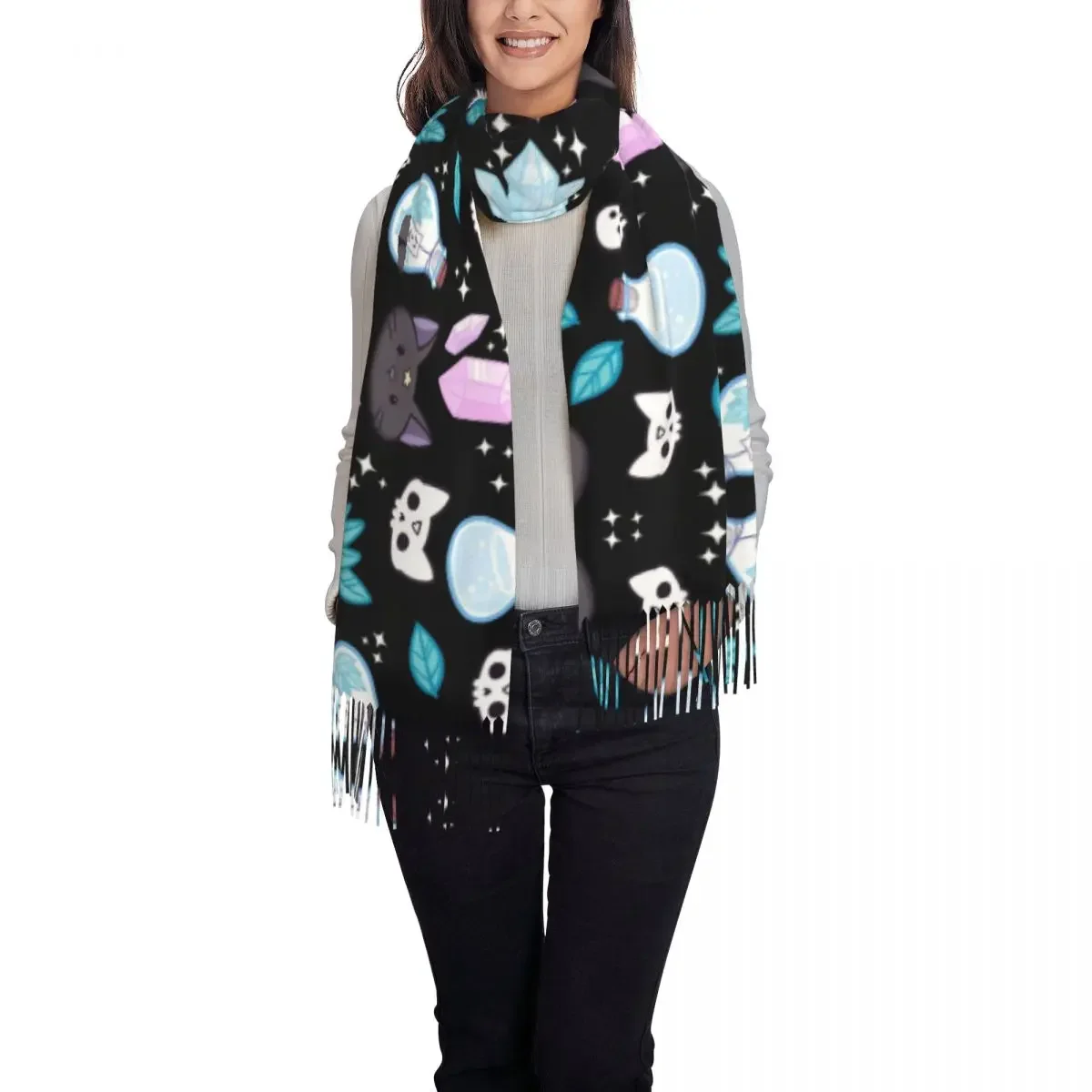 Женский зимний шарф Herb Witch женский с кисточками Soft Хэллоуин
