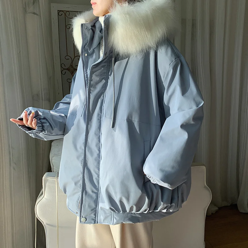 Winter Jacket Men Warm Fashion 3-color Fur Collar Hooded Down Jacket Men Korean Loose Oversize Thick Short Coat Mens Parker