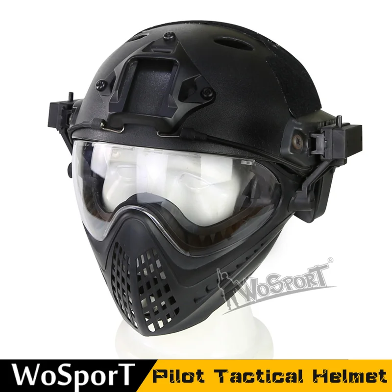 

Full Face Tactical Helmet with Detachable Mask Impact Resistant Army Combat Safety Helmet Military Airsoft Paintball Helmet Mask