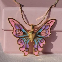 creative personality design four colorful butterfly pendant necklace charm female pendant necklace jewelry gifts for her
