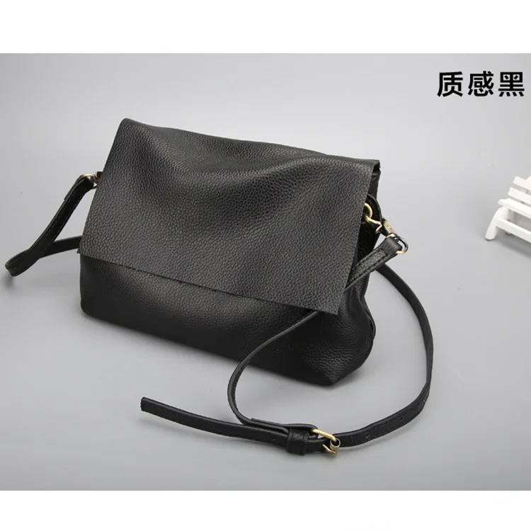 New Women Head Gneuine Leather Shoulder Messenger Cross Body Black Tote Vintage Bags For Women 2023