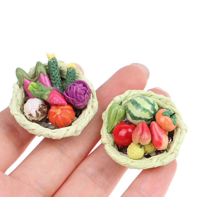 

Миниатюрная корзина для овощей и фруктов, корзина для Кул, домашний кухонный обеденный стол, украшение, мини-аксессуары, 1:12