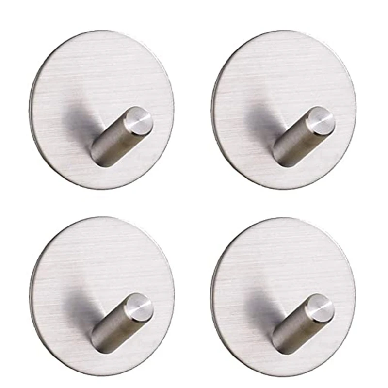 

4Pcs Adhesive Hooks Metal Heavy Duty Wall Mount For Hanging Coat, Scarf, Bag, Towel, Home, Bedroom, Entryway