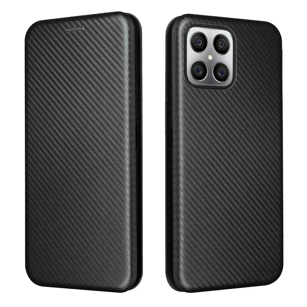 Honor X8 5G Flip Case Luxury Carbon Fiber Finish Leather Wallet Book Holder Full Cover For Huawei Honor X8 X 8 Phon Funda Bags