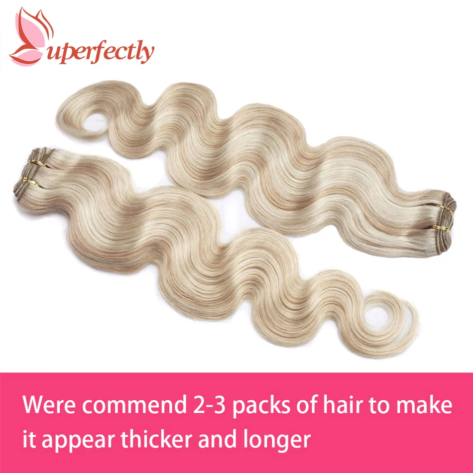 Remy Human Hair Weft Bundles Highlight Blonde Sew In Body Wave Skin Double для салона наращивания волос 12-26 дюймов