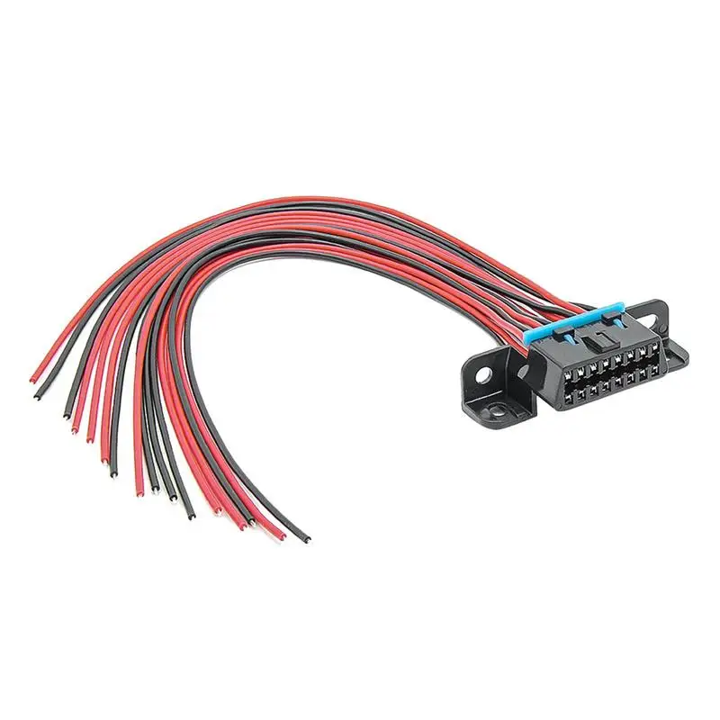 

16 Pin Female Connector Dash Port Open Tinned Wire Pigtail Full Cables DIY With Underdash Bracket Fixed Harness Assembled 30cm