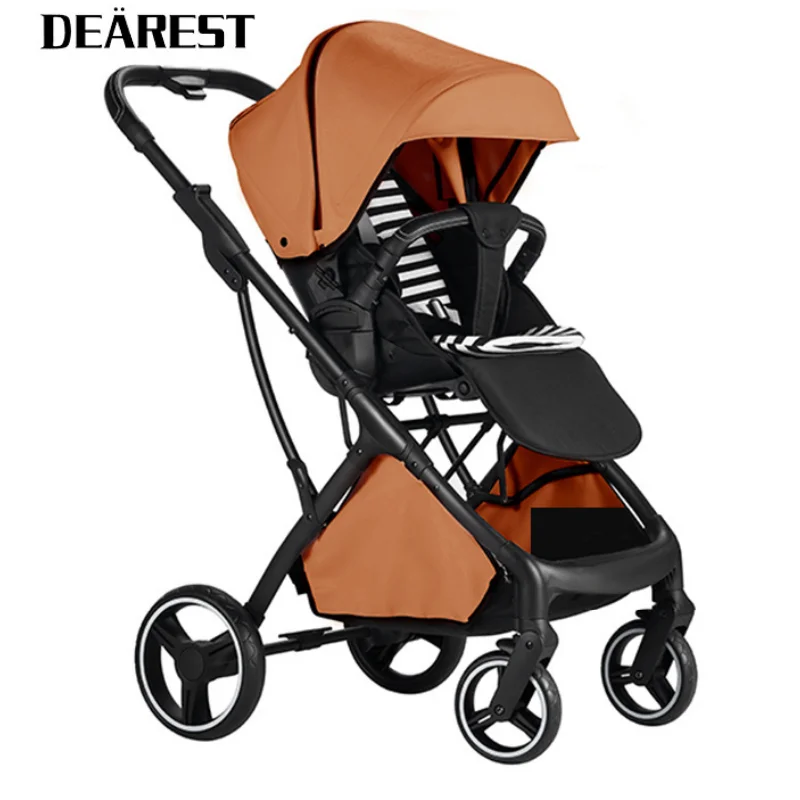 DEAREST Baby Stroller Leather Cradle Baby Cart High Landscape With Skylight Stroller Luxury Infant Trolley 0-36 Months Baby