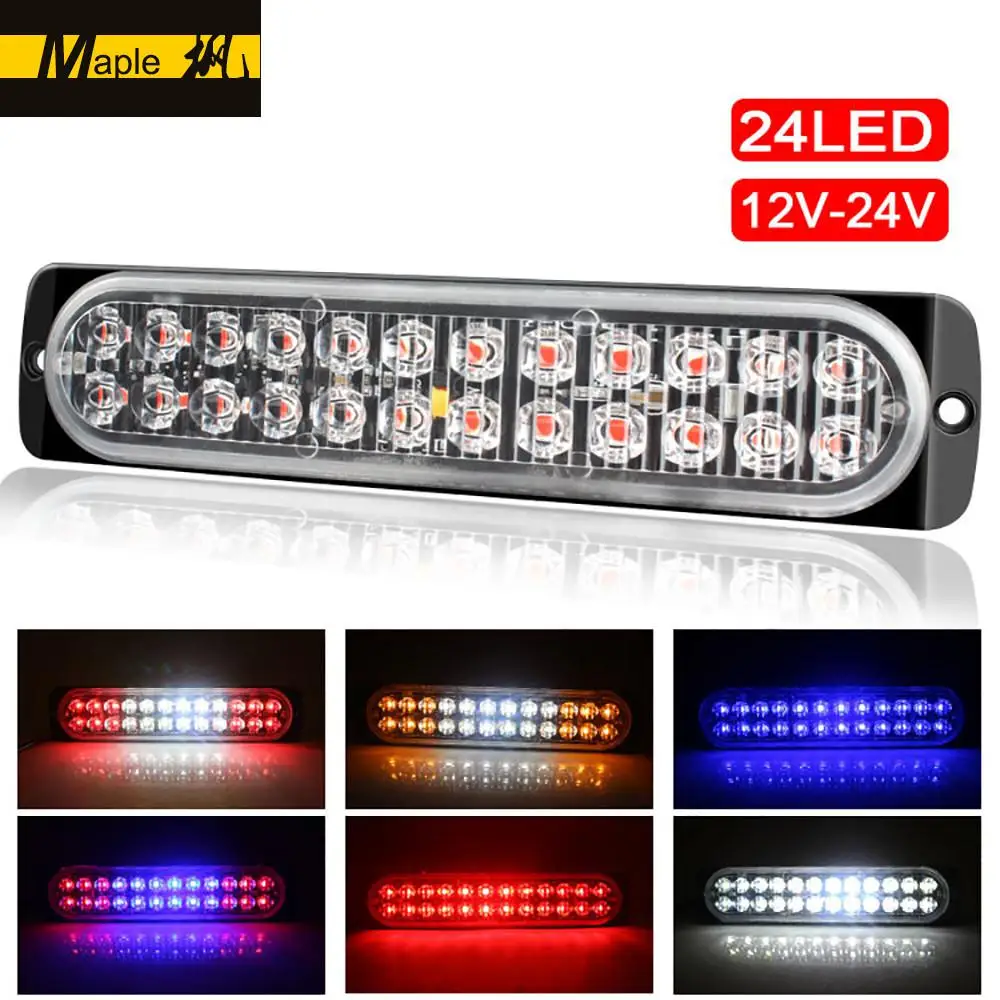 

24LED Truck / lorry warning light LED car flash light 72W Led Light Bar Offroad Spot Work Light 2-24v side body warning Lamp New