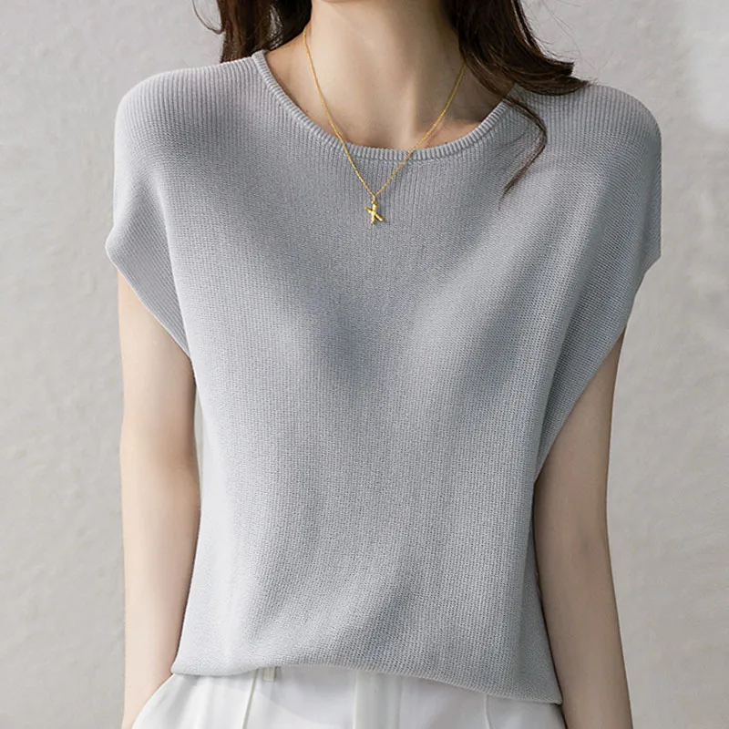 Женские Модные Элегантные вязаные топы на пуговицах с круглым вырезом и