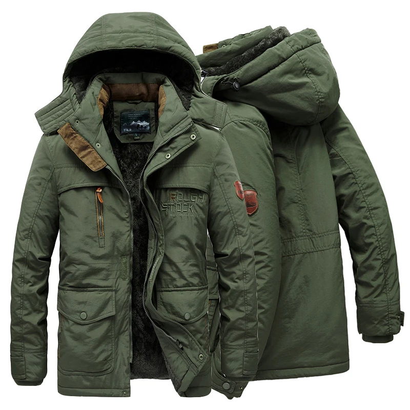 

Thicken Warm Parkas Men Plus Size 5XL 6XL Hooded Military Winter Jacket Men Wool Liner Parka hombre Outwear Autumn Long Coat