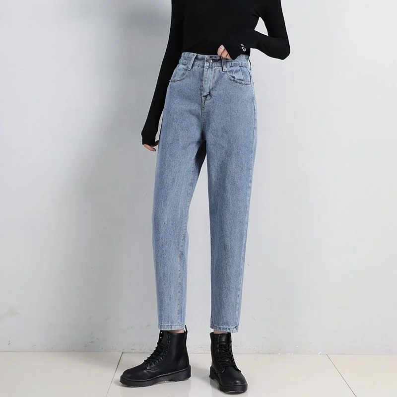 

Vintage BF Style Baggy Jeans Women Loose High Waist Denim Trousers Korean Streetwear Harem Pants 2022 New Mom Jeans Woman