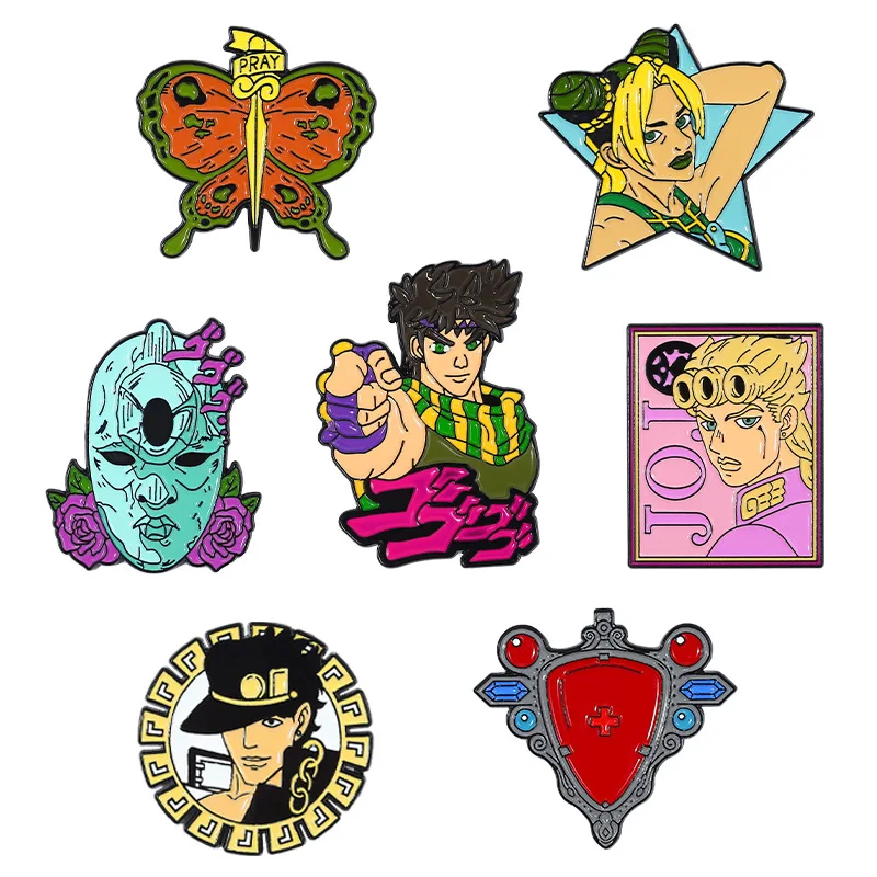 

Jojos Lapel Enamel Pins Collect Anime Movies Metal Cartoon Brooch Badges Backpack Collar Adorn Men Women Fashion Jewelry Gifts