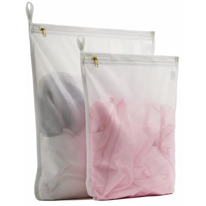 

4size Zippered Wash Mesh Laundry Bag Protection Net Foldable Lingerie Underwear Washing Machine Laundry Basket Storage Organizer