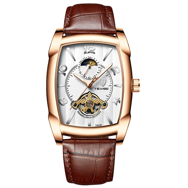 Men's watch mechanical watch men's wine bucket Tourbillon leather mechanical watch