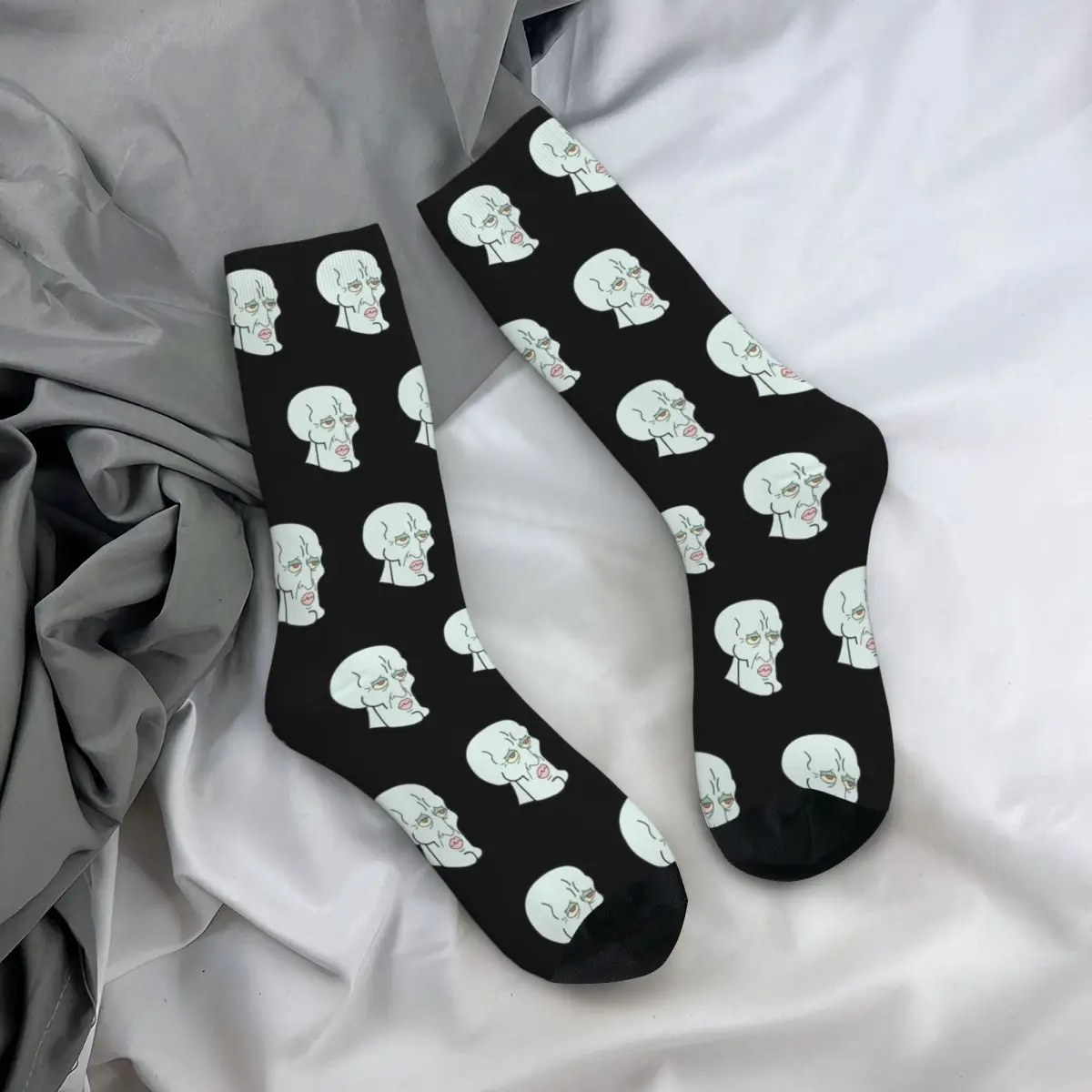 Autumn Winter Crazy Design Women Men Handsome Squidward Tentacles Meme Socks Non-slip Basketball