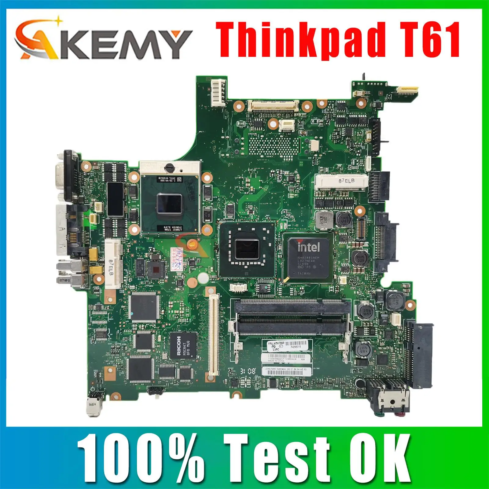 

41W1487 42W7868 42W3782 42W7869 42W7866 14.1'' Inch For Lenovo Thinkpad T61 Motherboard System Board DDR2 Free CPU