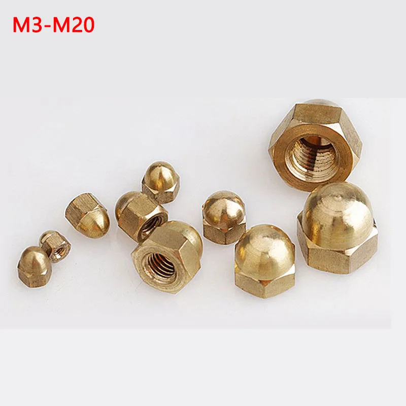 

1/2/5pcs Acorn Cap Nut M3 M4 M5 M6 M8 M10 M12 M14 M16 M18 M20 Brass Decorative Dome Head Cover Semicircle Acorn Nut