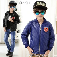 kids boy jacket faux pu leather bikers motorcycle zip up pocket baby cartoon thickening outwear cool coat overcoat boys clothes