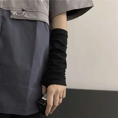 Черные перчатки без пальцев в стиле панк, аниме перчатки, косплей, темный ниндзя, рукавицы, нарукавники для женщин и мужчин, готические, хип-хоп, искусственные манжеты