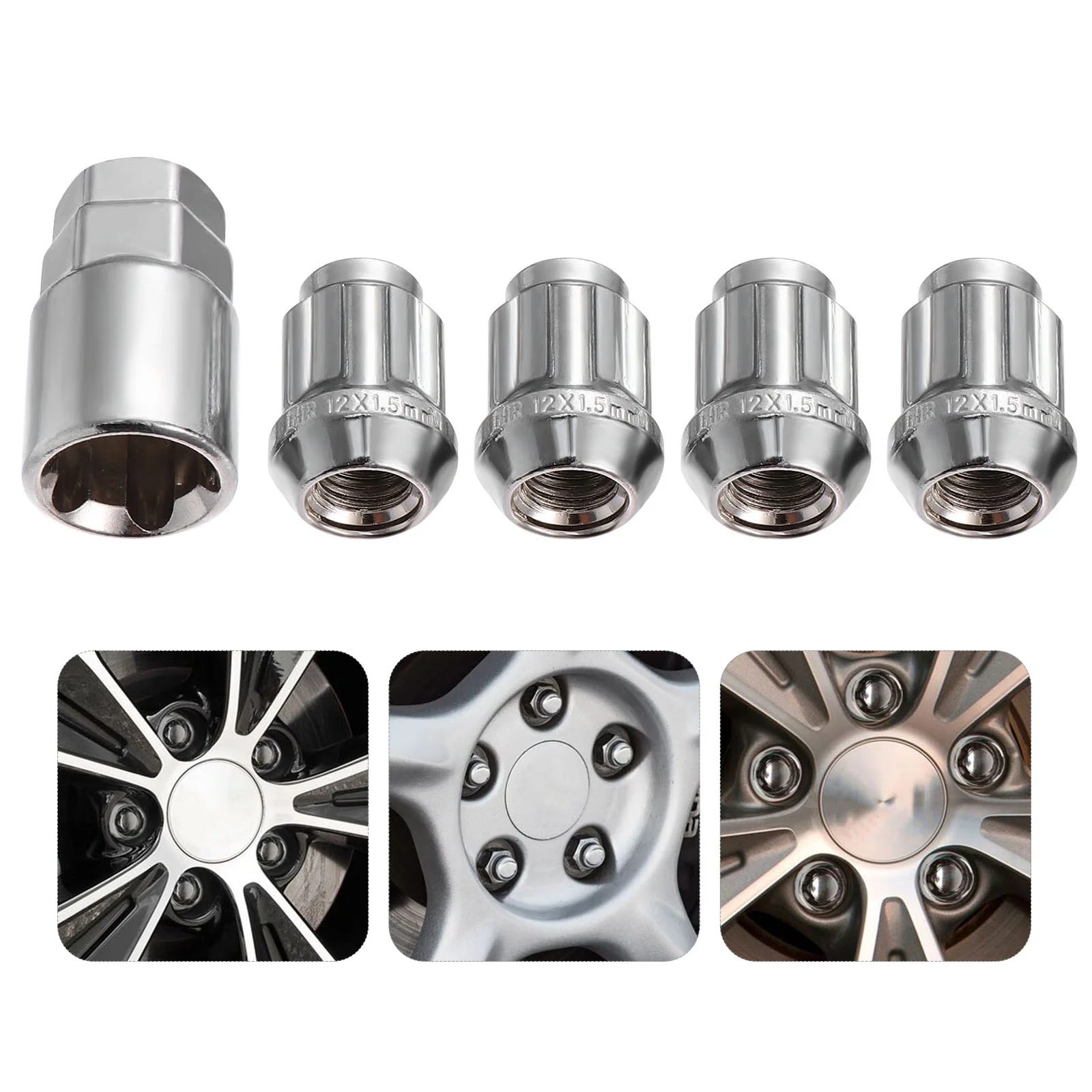 

4pcs Locking Wheel Nuts Tapered Seat Wheel Locks For Carss with 1pc Socket for Car