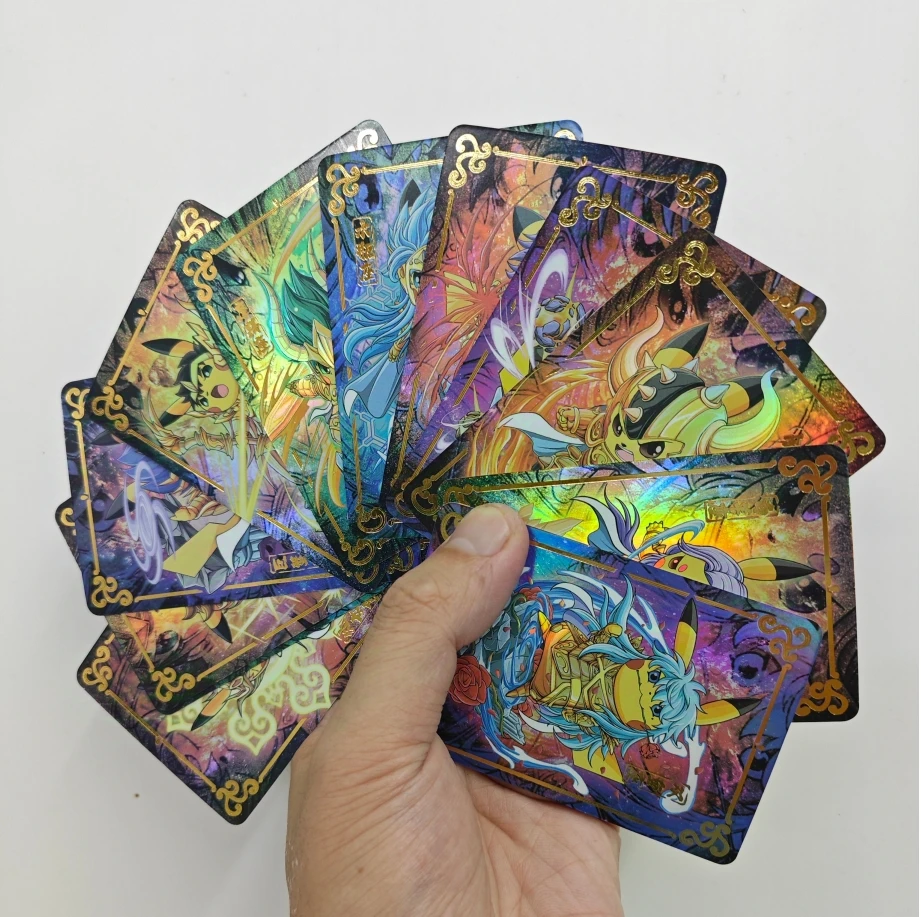 12 шт./компл. PTCG Pokemon DIY карты Пикачу косплей воин золотой штамп цвет флэш костюм