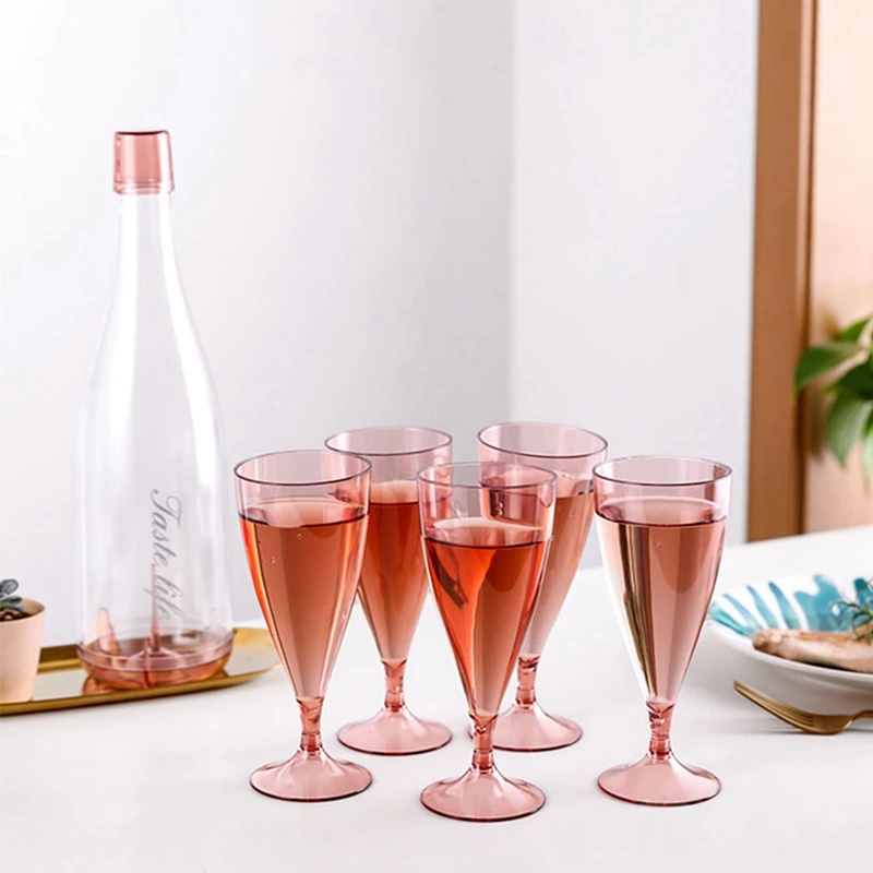 

1 Set Party champagne glass 6-piece cold drink juice glass creative transparent wine glass plastic cocktail goblet