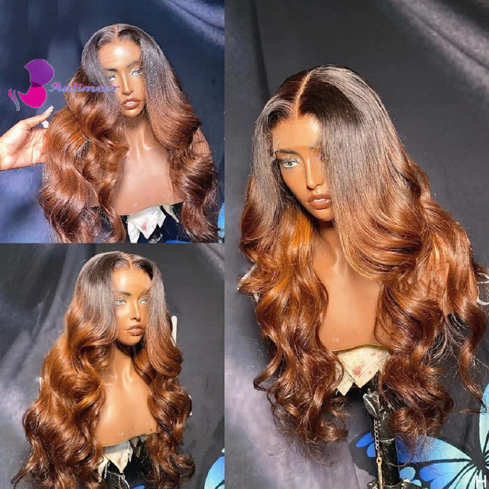 

Ombre Honey Brown Color Body Wave Wigs for Black Women Remy Hair Cuticle Aligned Hair 13X4/13X6 Lace Front Wigs/ Silk Base Wig