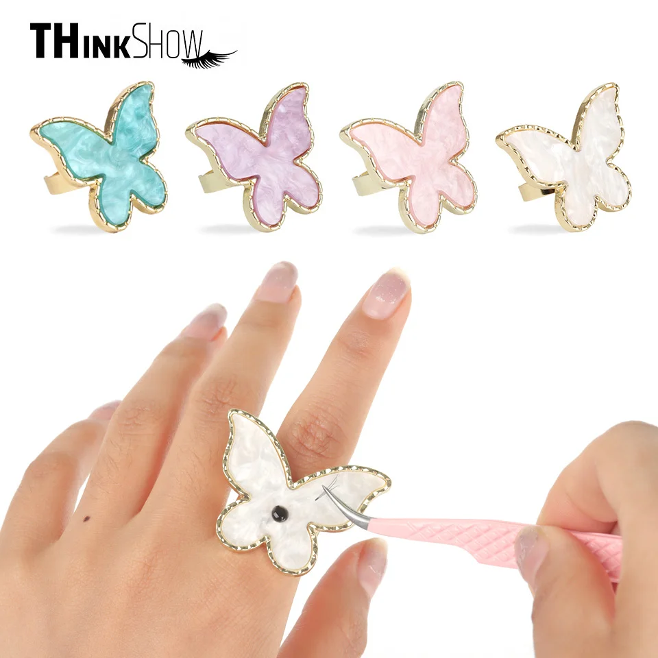 

Eyelash Extension Resin Glue Ring Luxury Acrylic False Eyelash Glue Holder Eyelash Adhesive Stand Pigment Eyelash Makeup Tools
